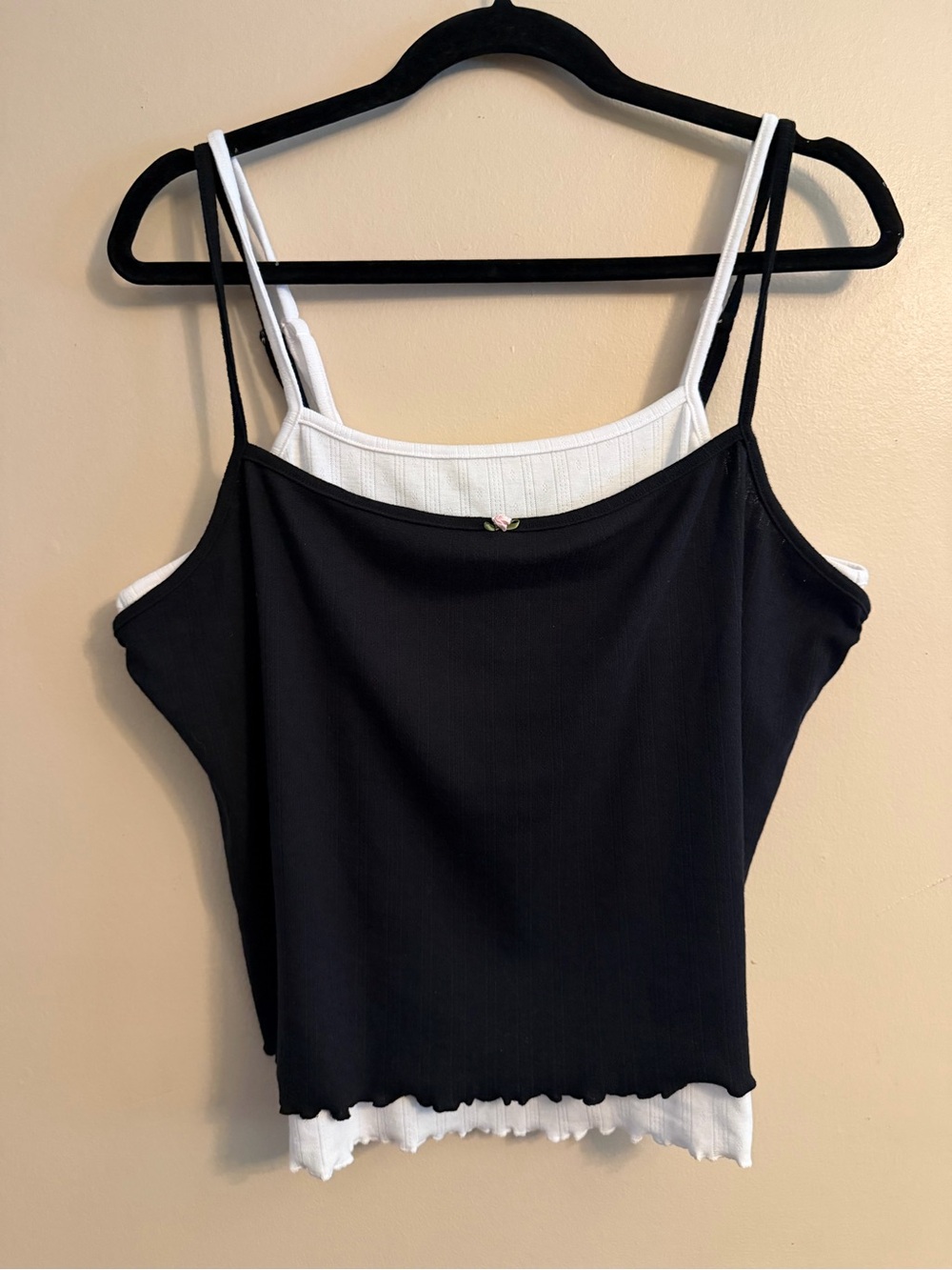 torrid Black Layered Ribbed Camisole with White Inner Tank